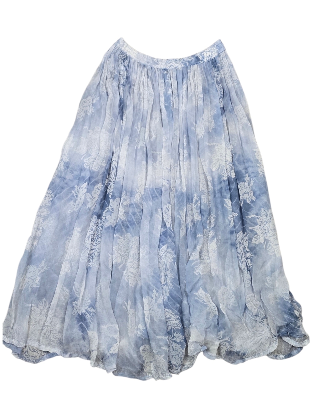NAF NAF Light Blue Floral Pleated A-Line Skirt